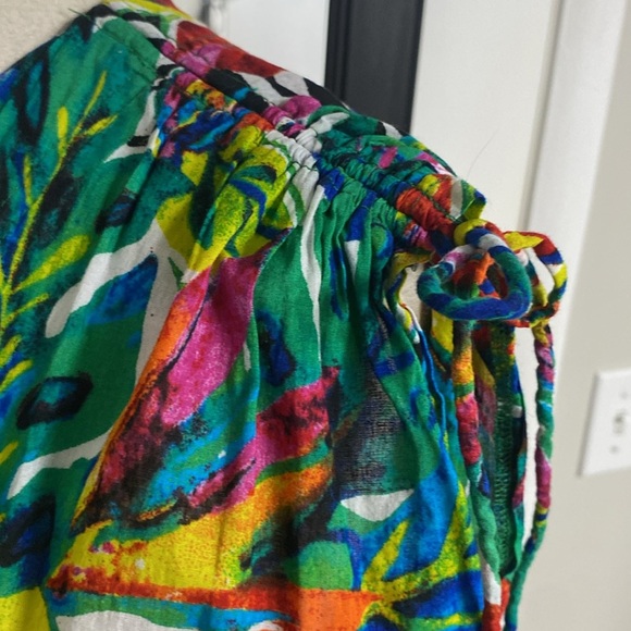 LAUREN RALPH LAUREN TROPICAL SWIM SUIT COVER WITH ADJ. SLEEVES&SIDE SPLITS - Picture 10 of 13